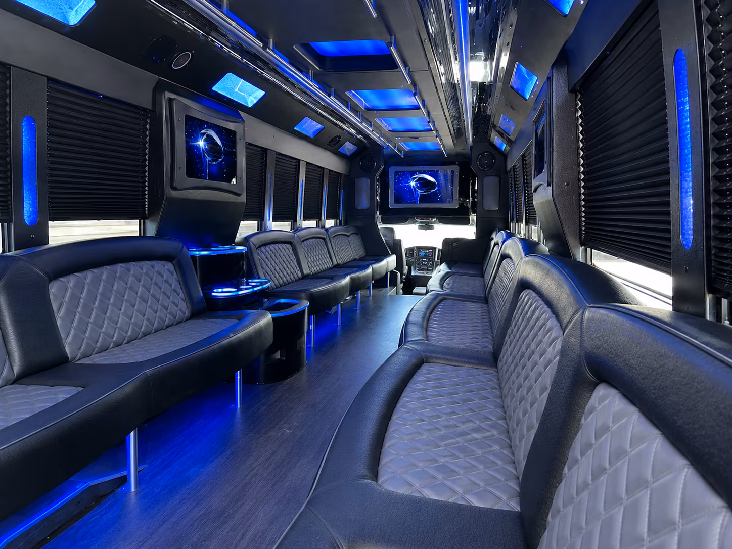 Pittsburgh Birthday, Sweet 16, & Quinceañera Transportation party bus interior